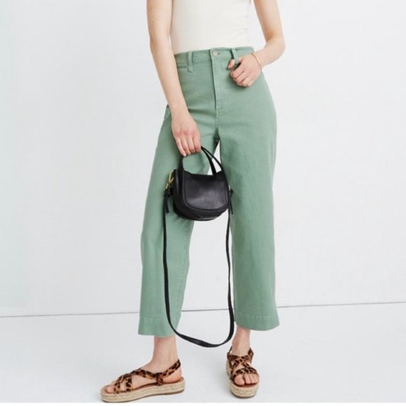 Madewell Denim - Madewell Slim Emmett Wide-Leg Crop Jeans Green 24